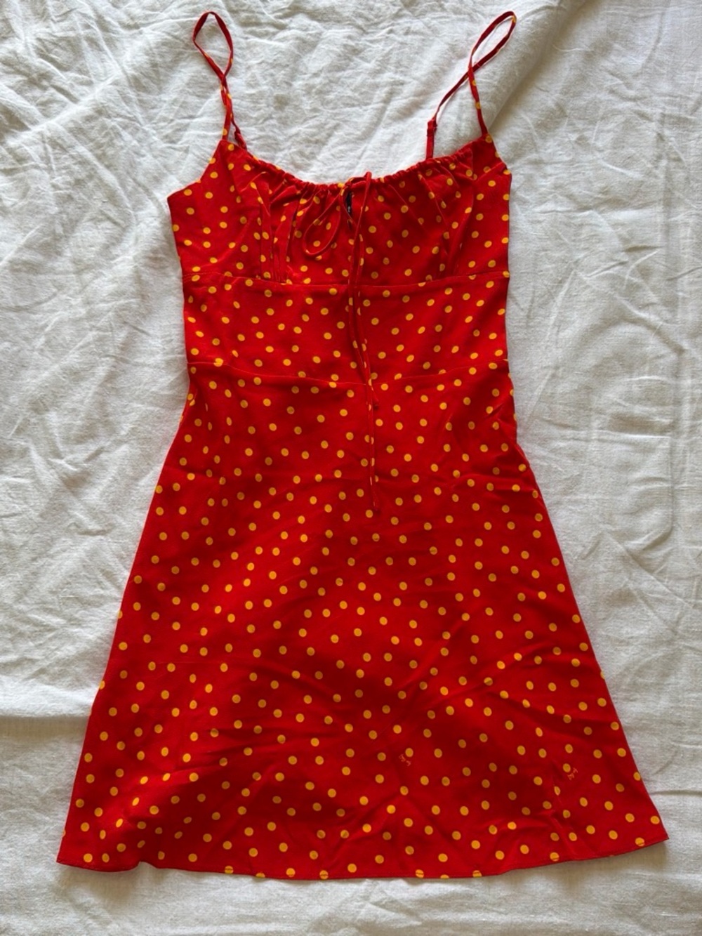 Réalisation Red Polka Dot Slip Dress 100% Silk